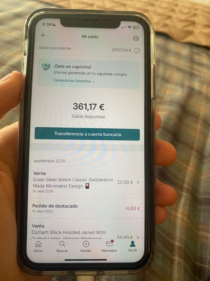 Captura real de Vinted